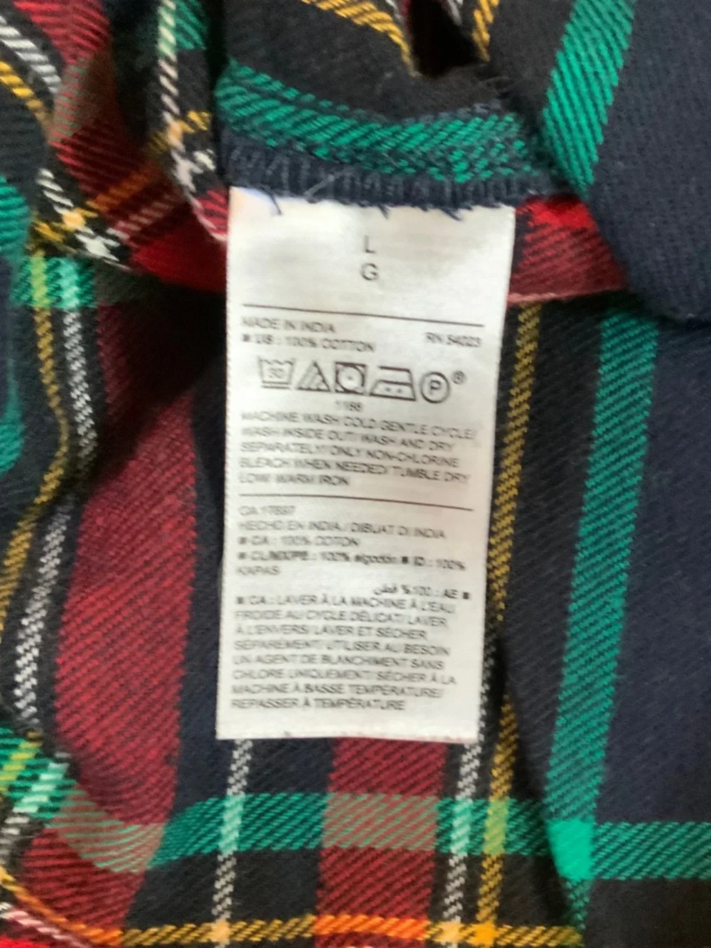 Old Navy Red Blue Green L Plaid Pajama bottoms soft Flannel Cabincore Classic